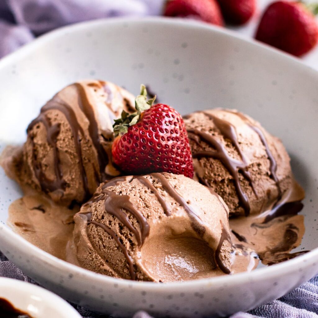 chocolate icecream in an icecream maker